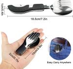 Stainless Steel Folding Knife Spoon Fork, Camping Utensils Set Foldable Travel