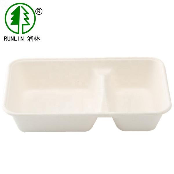 Square Biodegradable Food Trays 2 Compartment Disposable Take Out Containers Eco