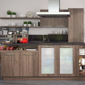 Wholesale Modern Design Kitchen Cabinet Stainless Steel Carcase Glass Door MDF PVC from china suppliers