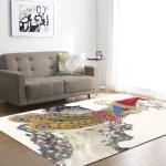 Customized Peacock Area Rug Under Couch Polyester Carpet For Living Room