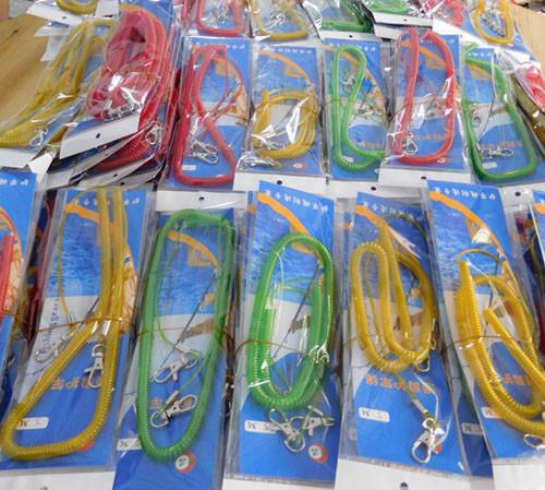 Popular red/green/yellow colors fishing spring coiled tool tethers in big