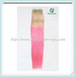 Wholesale Tape Hair extension 16&quot;-28&quot;L,100s/pack T613#/pink# color Straight malaysian virgin hair from china suppliers