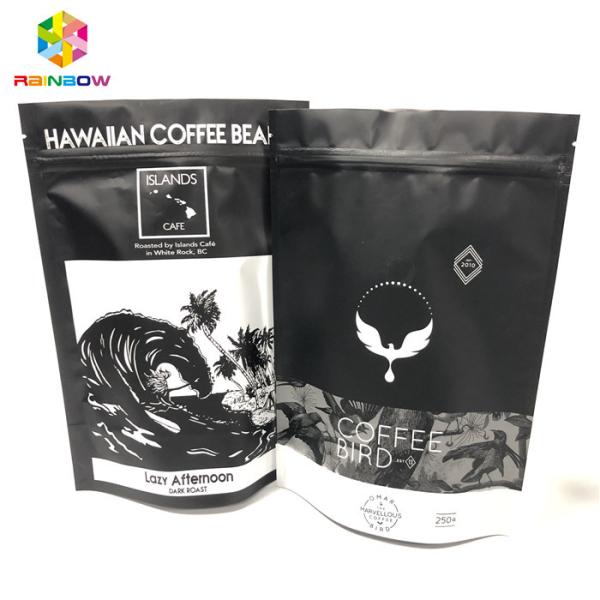 Gravure Printing Aluminum Foil Bags , Ground Coffee Stand Up Zipper Bags With