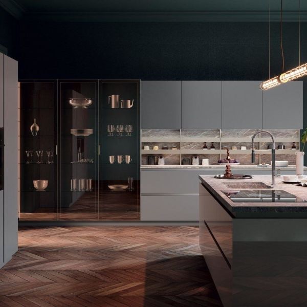 High-end Design Melamine Kitchen Cabinet With Customization Options And Automatic Push-to-Open Doors