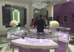 Contemporary Curved Wooden Jewelry Display Cases Double Open Cabinet Doors With