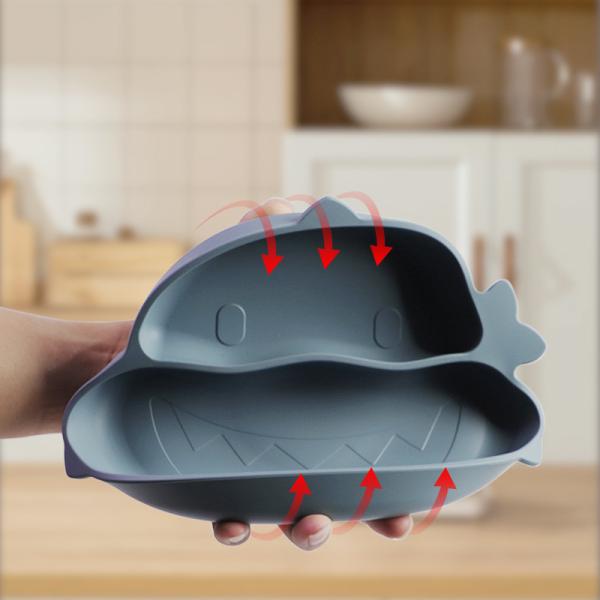 Non-Slip And BPA-Free Silicone Childrens Shark Feeding Plate BPA Free Morden
