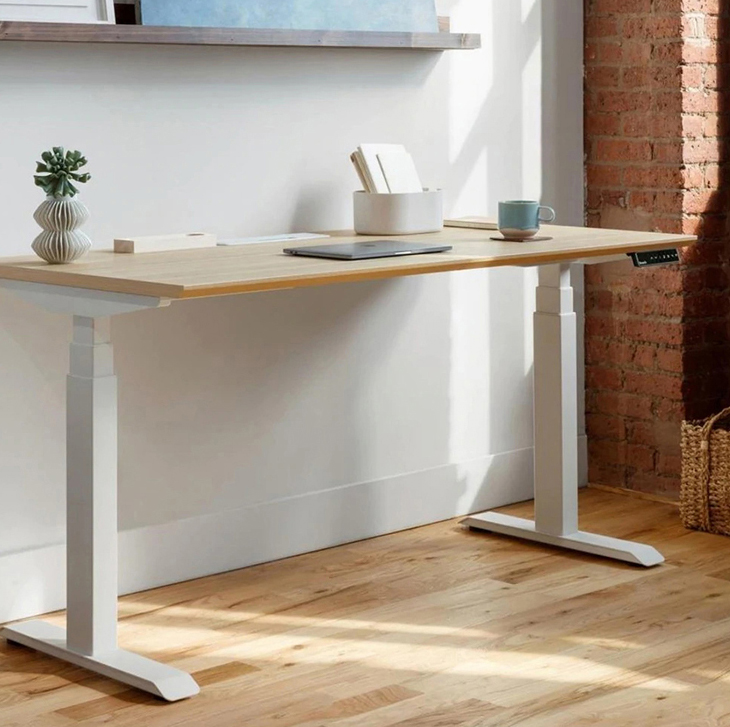Vintage Rustic Wooden Work Station Height Adjustable Electric Desk for Office Table