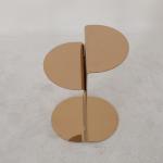 Living Room Round Small Stainless Steel End Table With Bright Gold Shiny Black