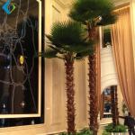Green Plastic Palm Trees , Large Fake Outdoor Palm Trees For Amusement Park