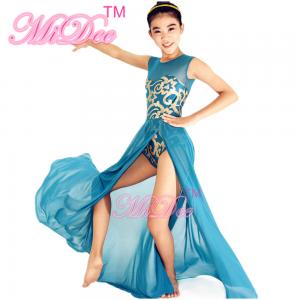 Wholesale Stretchy Mesh Sleeveless Maxi Dress Lyrical Dance Costumes For Competition from china suppliers