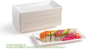 Wholesale Rectangular Disposable Serving Plates 100% Natural Sugarcane Bagasse Fiber Platter Biodegradable &amp; Compostable Party from china suppliers