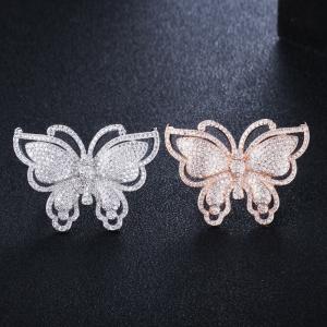 China Fashion Colorful Butterfly CZ Gold Ring For Women Girls Fashion Engagement Wedding CZ Crystal Finger Ring Party Jewelry on sale