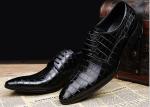 Embossing Design Mens Patent Leather Dress Shoes Black Lace Up Dress Shoes