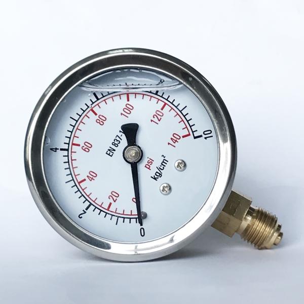 63mm 140 psi Boiler Manometer Bottom Brass Connection Stainless Steel Case