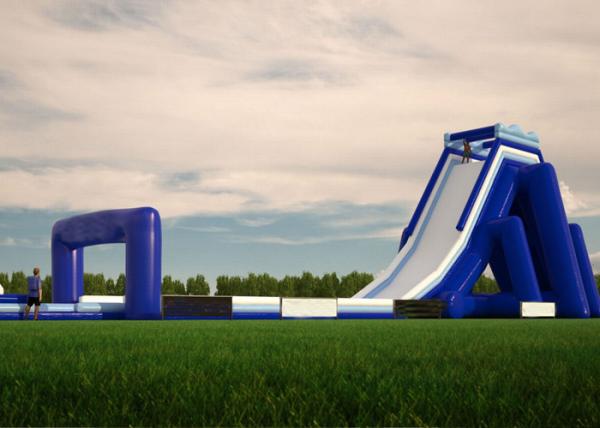 Waterproof Commercial Water Slides , Long Giant Inflatable Slide With Logo
