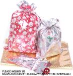 Christmas Gift Bags, Santa Wrapping Bag Designs With Inserted Drawstring Ribbons