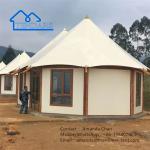 Customized Camping Outdoor Canvas Glass Wall Lodge Polygon Tent With Bathroom