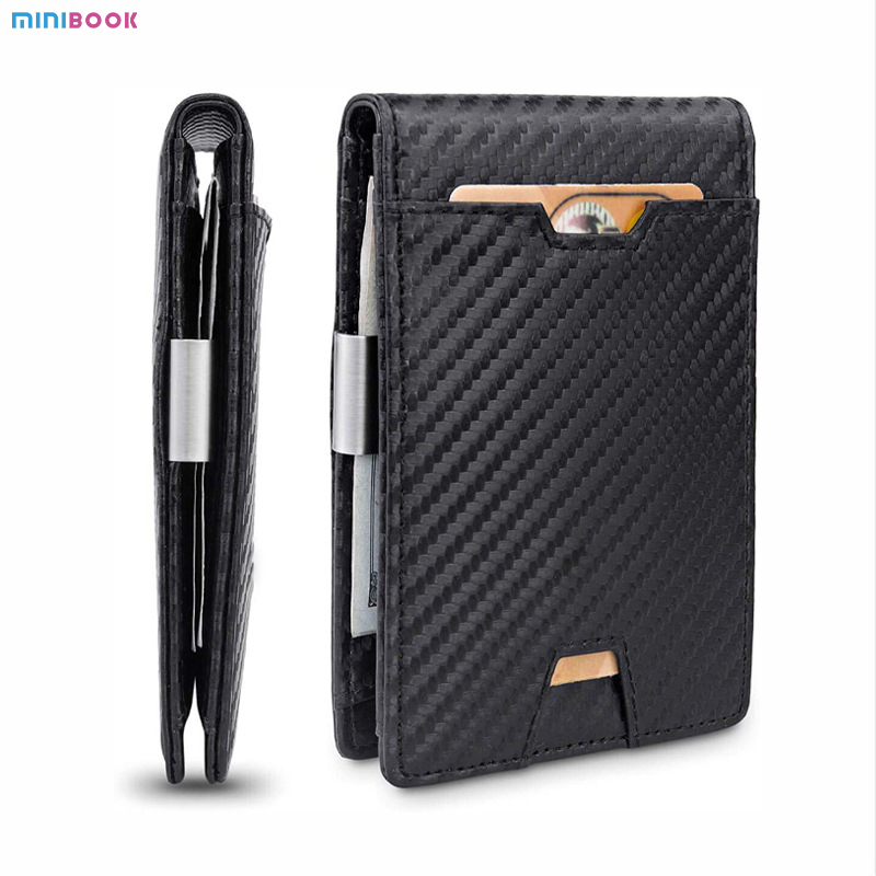 GENUINE LEATHER Men Front Pocket Wallet with Bifold Money Clip and Solid Pattern Type