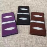 Unisex Style Authentic Real Stingray Skin Women Long Wallet Female Purple Thin