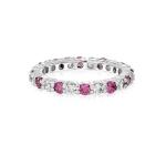 925 Silver Eternity Band Ring with Rose Gold Plating and Birthstone CZ Stones