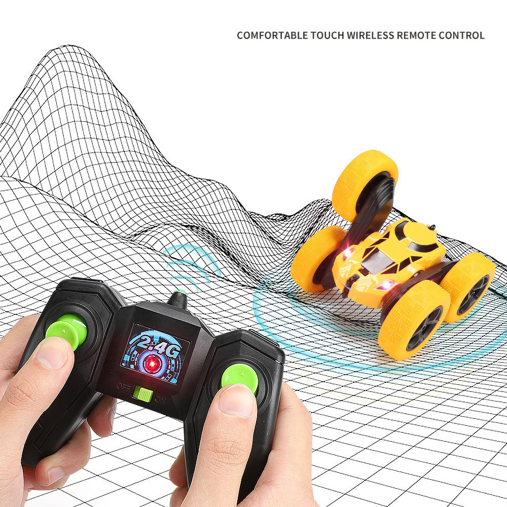 Plastic RC Stunt Car 4WD Remote Control Car for 6-12 Years Old Kids Double Side Flips Toy