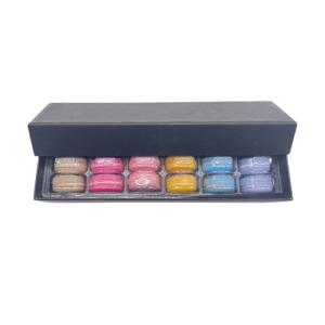 Wholesale All Black Luxury Kraft Paper Recyclable 12pcs Macaron Packaging Box with Plastic Inner Tray from china suppliers
