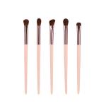 5pcs Pink Travel Brush Set , Pony Hair Eyeshadow Blending Brush With PU Pouch