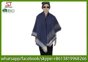 Wholesale 260g 128*128cm 100%Acrylic Woven navy jacquard stripe poncho factory keep warm fashion match clothes scarf from china suppliers