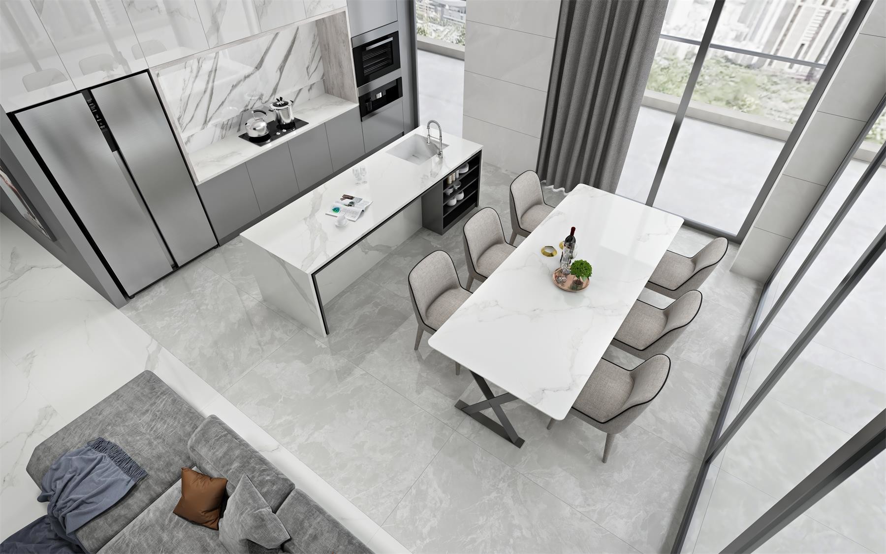 China Factory Wholesale Most Competitive 36"*72" High Quality Glazed Polished White Gloss Marble Floor Tiles