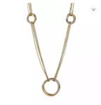 Light Style Circle Pendant Long Necklace 18K Gold Stainless Steel Necklace