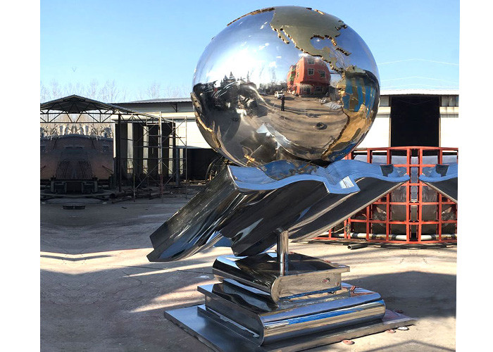 Customized Modern Globe And Book Stainless Steel Sculpture Outdoor Decorative