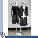Chrome 4 Way Black Metal Clothing Display Rack With Sloped Tube