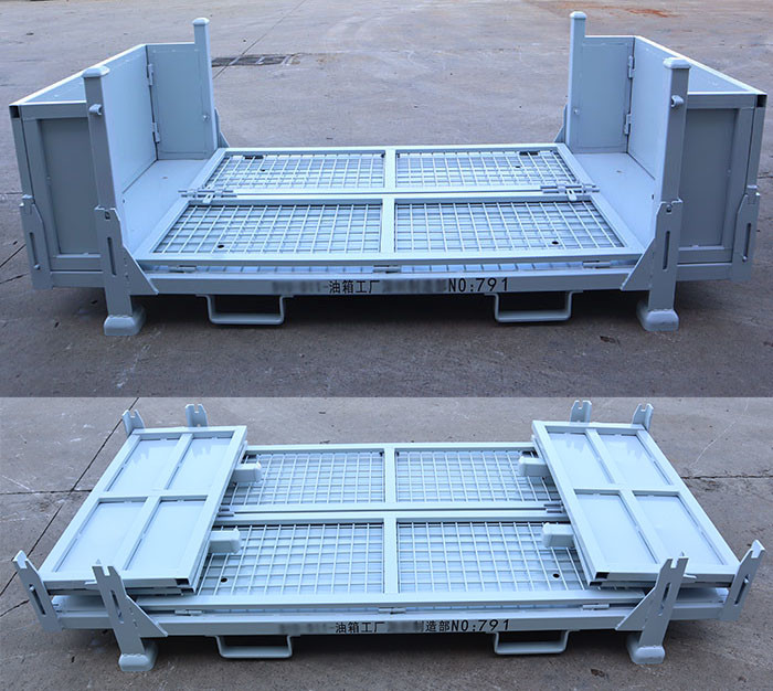 Heavy Duty Collapsible Cage Pallet Q235 Metal Stillage Grey