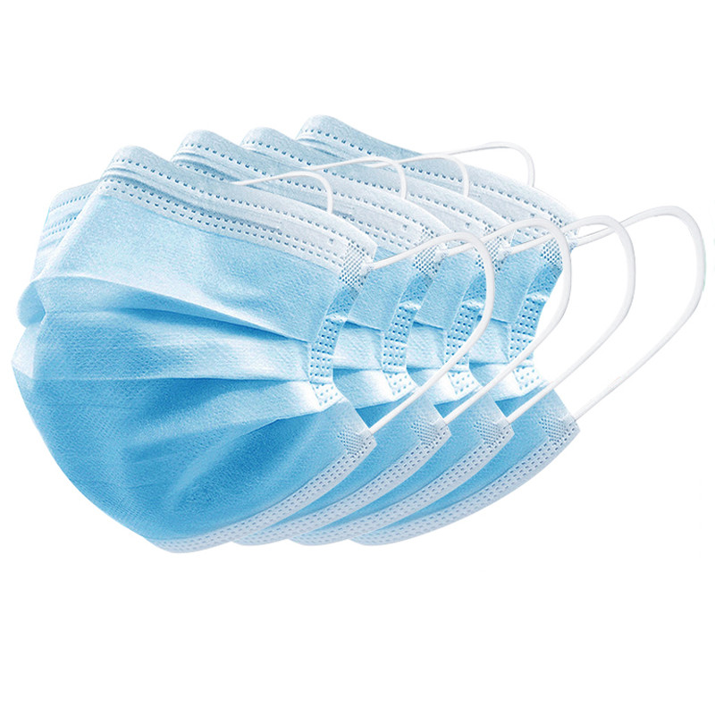 Blue Earloop Pleated 3 Ply Disposable Face Mask With Comfortable Earloop