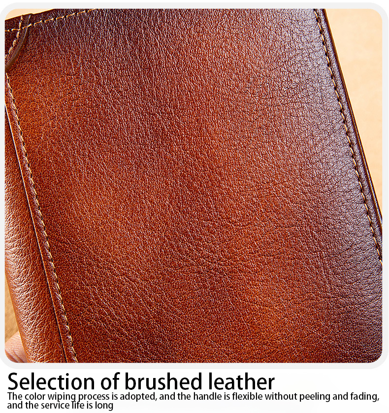 Unisex Genuine Leather Minimalist Trifold Bifold Slim Wallet with RFID Protection