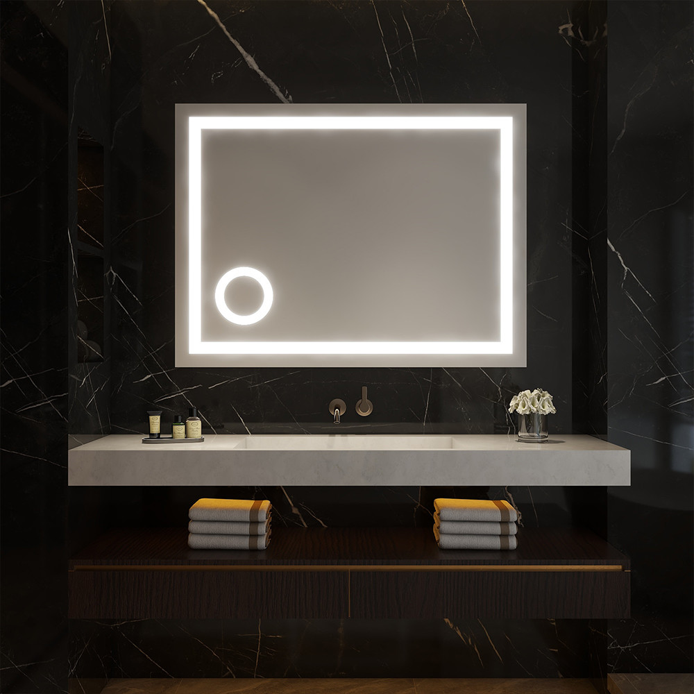 Rectangular Single Sided Lighted Bathroom Vanity Mirror Dimmable LED Strip Light