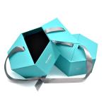Green Hexagon Magnetic Gift Box With Ribbon And Foam Insert Foil Stamping