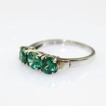 Sterling Silver Created Green Cubic Zircon Three Stone Ring (JY034)