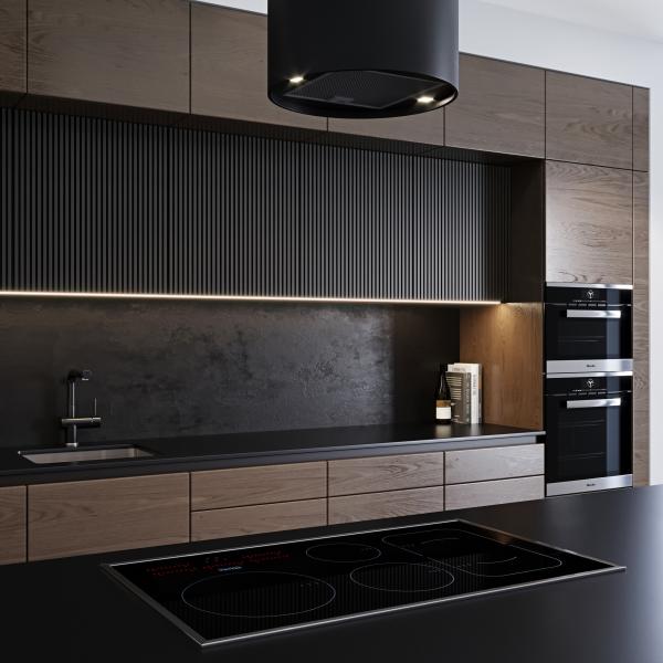 Modular Modern Kitchen Black Melamine Kitchen Cupboards Lacquer Painting Kitchen