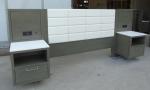 wooden king upholstery headboard with power hubs and night stand ,casegoods,