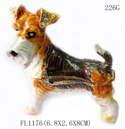 Quality wholesales metal dog shaped cheap antique jewelry box for promotional gift for sale
