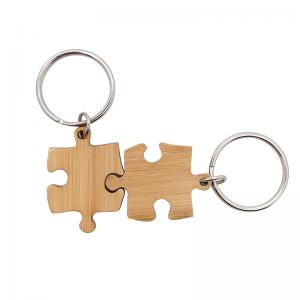 China Bamboo Wooden Matching Puzzle Keychain Engraving UV Printing on sale