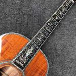 Custom Full Abalone Inlays OOO 39 Inch Round Body Solid Koa Top Acoustic Guitar