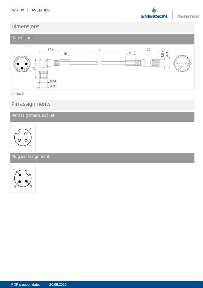 Pneumatic Connection Round Plug Connector AVENTICS Series CON – RD – R412021681