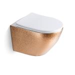 Bathroom Ceramic Golden Wall Hung Toilet Bowl Rimless