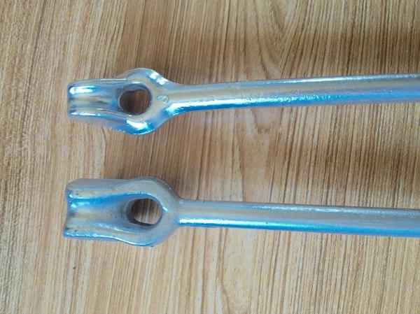 Hot Dip Galvanized Earth Anchors Rods / Twin Eye Steel Ground Anchors 6" Thread