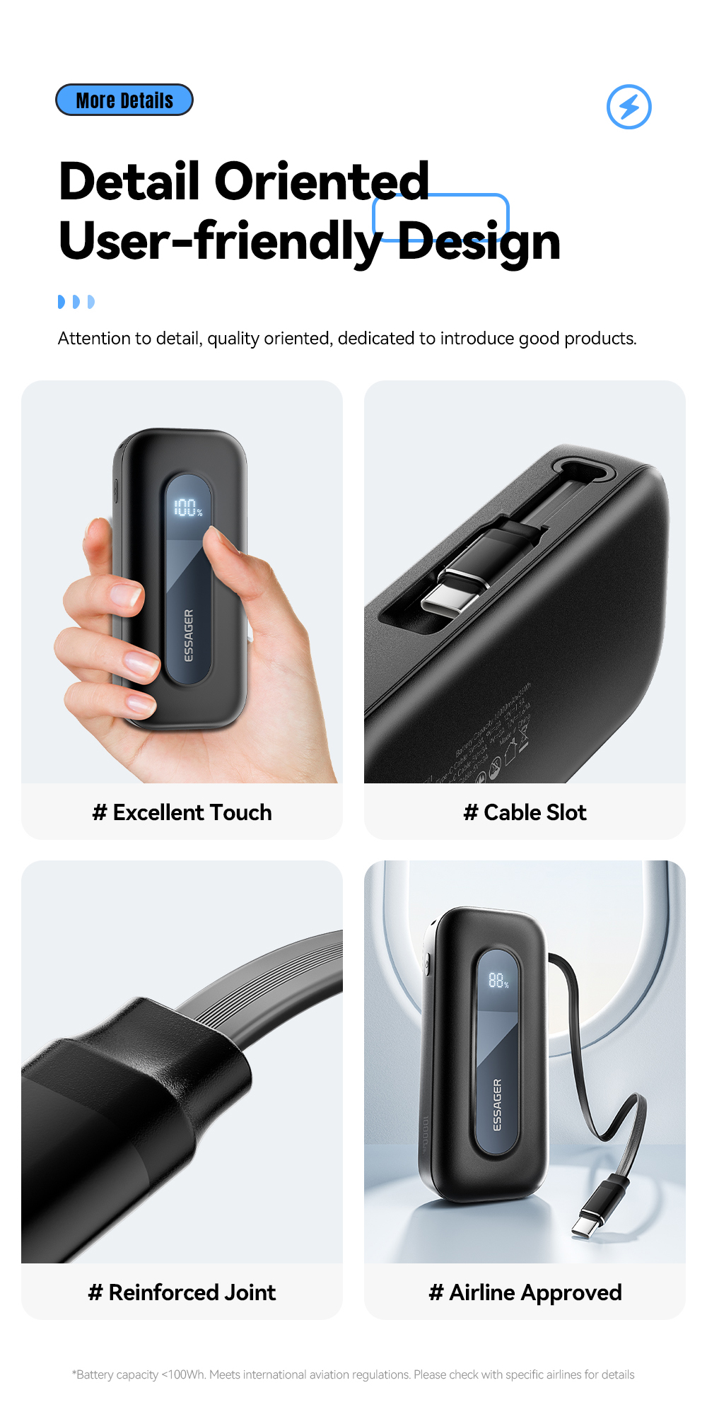 ESSAGER FS01 Series 1000 Mah USB-C Portable Charger Best Power Bank
