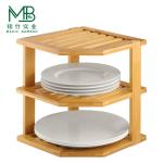 Wholesale Small 3-Tier Bamboo Dish Organizer Rack For Kitchen Cabinets