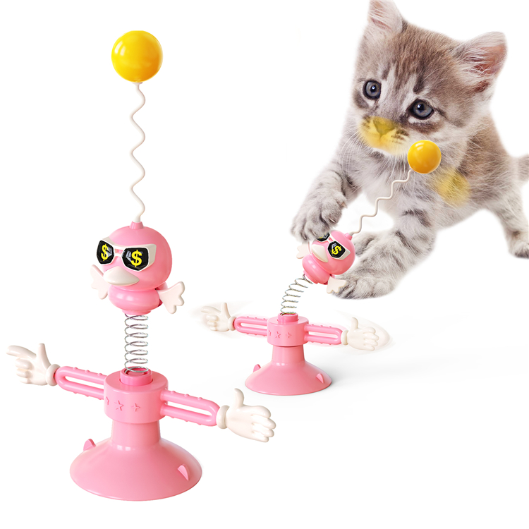 New Wholesale Cat Toys Dropshipping Funny Pet Training Tool Rotating Cat Kitten Toy Interactive Feather Ball Cat Spring Toys