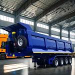 CIMC 4 Axles 22/24/26/28/30ft HYVA Cylinder Offer Swift Unloading End Dump Truck